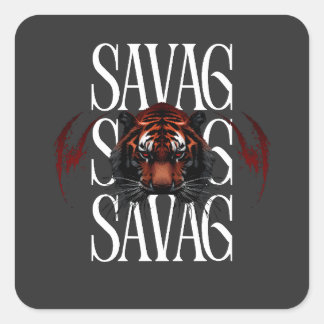 Pegatina Cuadrada Untamed Tiger Sticker – Bold Wild Streetwear Graph