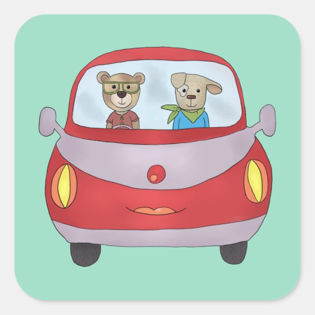 Pegatina Cuadrada Unterwegs (Anverso)