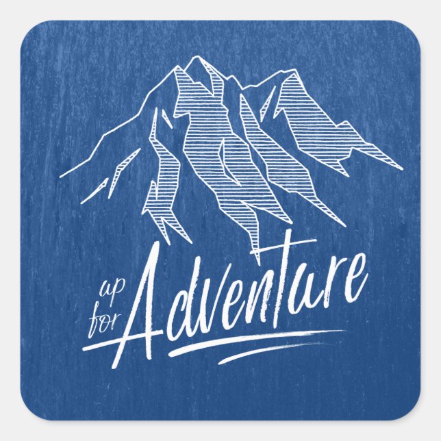 Pegatina Cuadrada Up For Adventure Mountains White ID358 (Anverso)