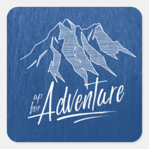 Pegatina Cuadrada Up For Adventure Mountains White ID358