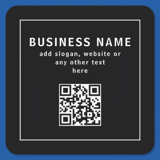 Pegatina Cuadrada Upload QR code or Logo | Modern Black