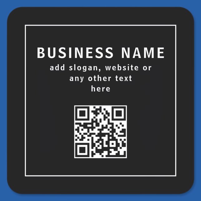 Pegatina Cuadrada Upload QR code or Logo | Modern Black (Subido por el creador)