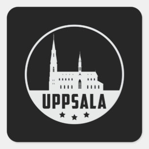 Pegatina Cuadrada Uppsala Suecia City Skyline Cityscape Gift Idea