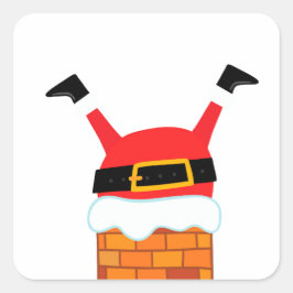 Pegatina Cuadrada Upside Down Santa