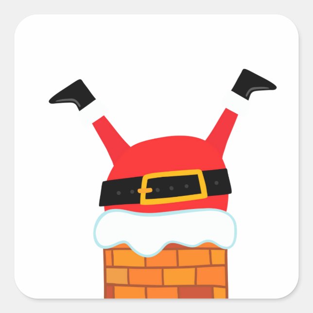 Pegatina Cuadrada Upside Down Santa (Anverso)