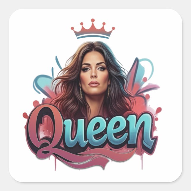 Pegatina Cuadrada Urban Graffiti Queen (Anverso)