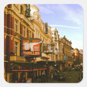 Pegatina Cuadrada Urban Vintage Downtown Cityscape