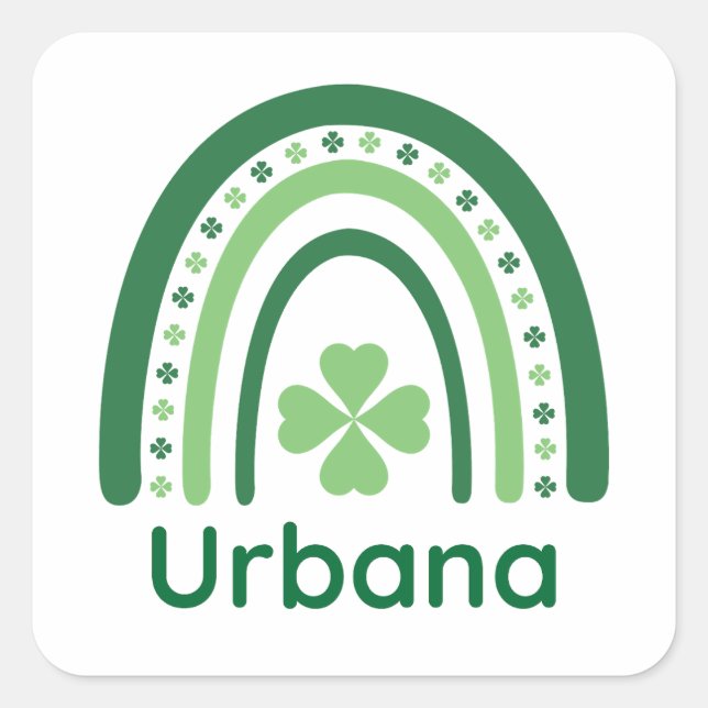 Pegatina Cuadrada Urbana Nombre Clover Boho Rainbow (Anverso)