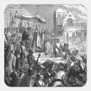 Pegatina Cuadrada Urbano II predicando la primera cruzada