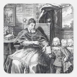 Pegatina Cuadrada Urbano VIII con sus sobrinos