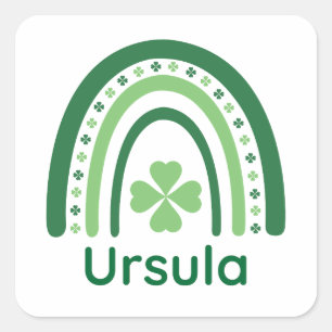 Pegatina Cuadrada Ursula Nombre Clover Boho Arcoíris
