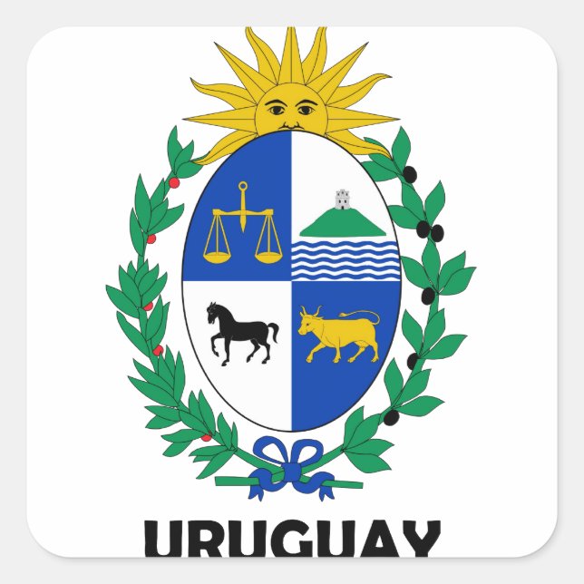 Pegatina Cuadrada URUGUAY - emblema / bandera / escudo de armas / sí (Anverso)