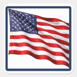 Pegatina Cuadrada USA American Flag Square Sticker – Blue Border 