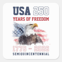 Pegatina Cuadrada USA Rojo Blanco y Azul 250 Aniversario de América