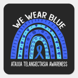 Pegatina Cuadrada Usamos Azul Para Ataxia Telangiectasia Conciencia