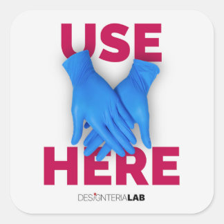 Pegatina Cuadrada Usar guantes aquí
