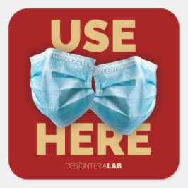 Pegatina Cuadrada Usar máscaras aquí (oscuro)
