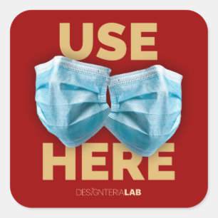 Pegatina Cuadrada Usar máscaras aquí (oscuro)