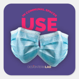 Pegatina Cuadrada Usar máscaras en espacios comunes
