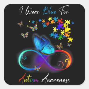 Pegatina Cuadrada Usé Azul Para Autismo Camisa De Concienciación Rom