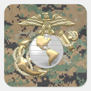 Pegatina Cuadrada USMC Eagle, globo y ancla (EGA) [3D]