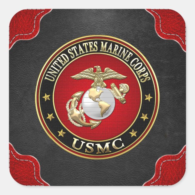 Pegatina Cuadrada USMC EGA [Edición Especial] [3D] (Anverso)