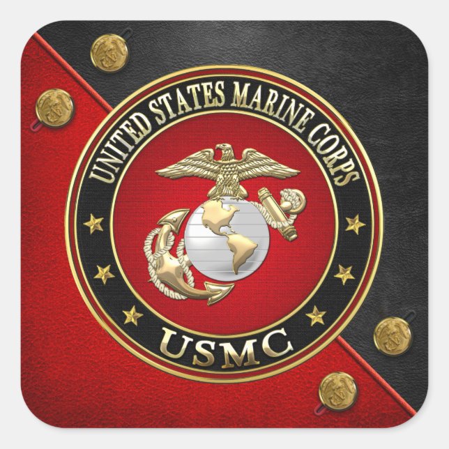 Pegatina Cuadrada USMC EGA [Edición Especial] [3D] (Anverso)