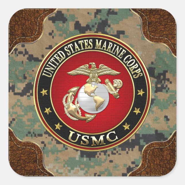 Pegatina Cuadrada USMC EGA [Edición Especial] [3D] (Anverso)