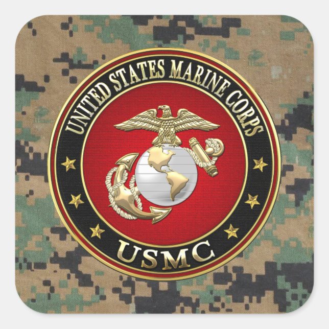 Pegatina Cuadrada USMC EGA [Edición Especial] [3D] (Anverso)