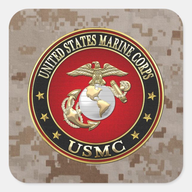 Pegatina Cuadrada USMC EGA [Edición Especial] [3D] (Anverso)