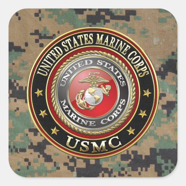 Pegatina Cuadrada USMC Emblem [Edición Especial] [3D] (Anverso)