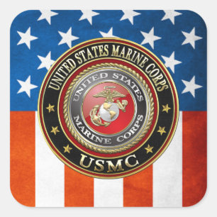 Pegatina Cuadrada USMC Emblem [Edición Especial] [3D]