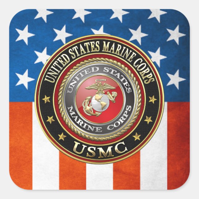 Pegatina Cuadrada USMC Emblem [Edición Especial] [3D] (Anverso)