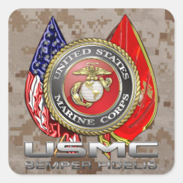 Pegatina Cuadrada USMC Semper Fi [3D]