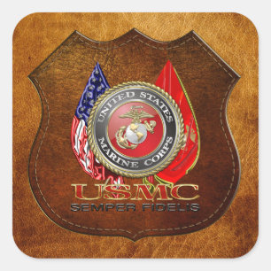 Pegatina Cuadrada USMC Semper Fi [Edición Especial] [3D]