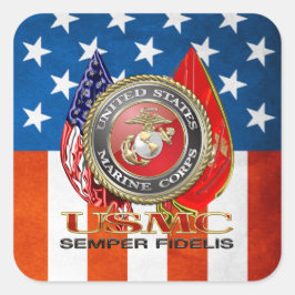 Pegatina Cuadrada USMC Semper Fi [Edición Especial] [3D]