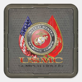 Pegatina Cuadrada USMC Semper Fi [Edición Especial] [3D]