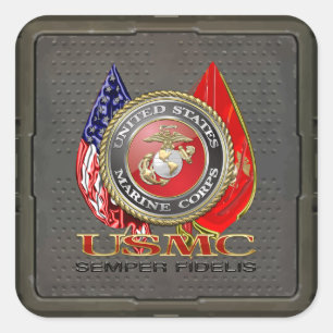 Pegatina Cuadrada USMC Semper Fi [Edición Especial] [3D]