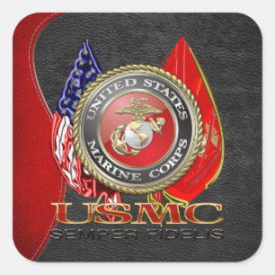 Pegatina Cuadrada USMC Semper Fi [Edición Especial] [3D]