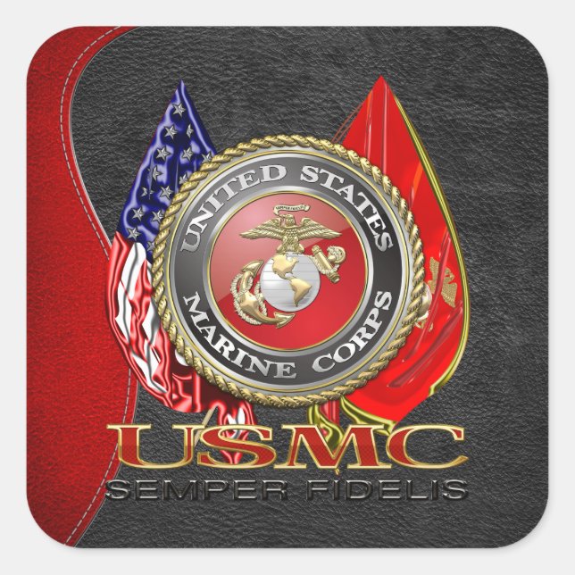 Pegatina Cuadrada USMC Semper Fi [Edición Especial] [3D] (Anverso)