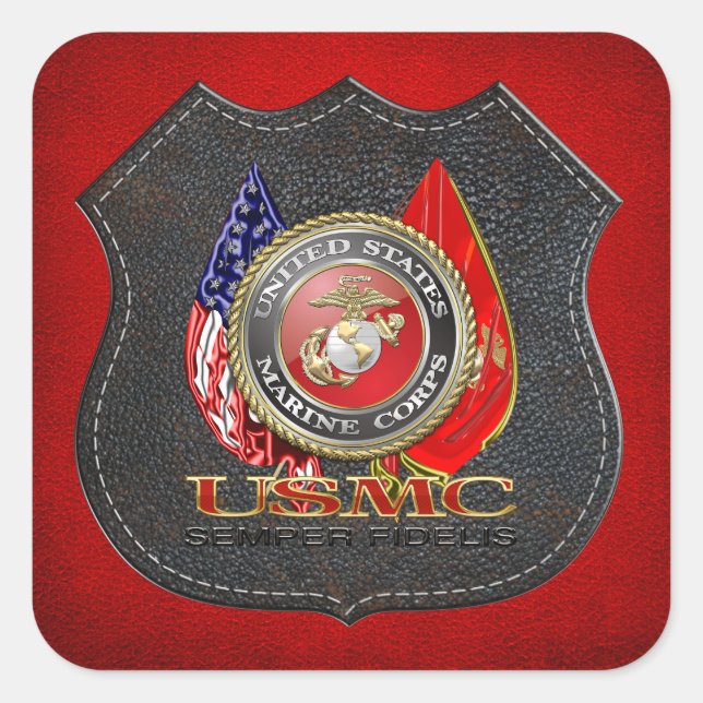 Pegatina Cuadrada USMC Semper Fi [Edición Especial] [3D] (Anverso)