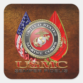 Pegatina Cuadrada USMC Semper Fi [Edición Especial] [3D]