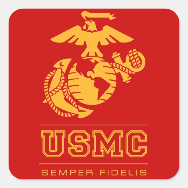 Pegatina Cuadrada USMC Semper Fidelis [Semper Fi] (Anverso)