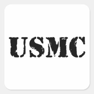 Pegatina Cuadrada USMC [texto de lápiz]