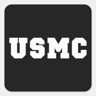 Pegatina Cuadrada USMC [texto intrépido]