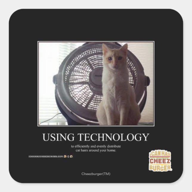 Pegatina Cuadrada Uso de la tecnología (Anverso)