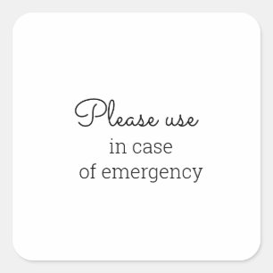 Pegatina Cuadrada Uso en funda de una emergencia