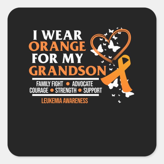 Pegatina Cuadrada Uso Naranja Para Concienciar Sobre Leucemia En Nie (Anverso)