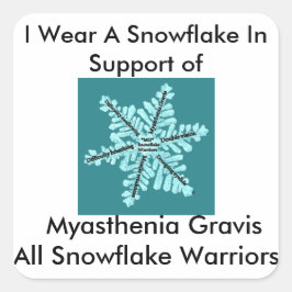 Pegatina Cuadrada Uso un copo de nieve/Miastenia Gravis Awareness