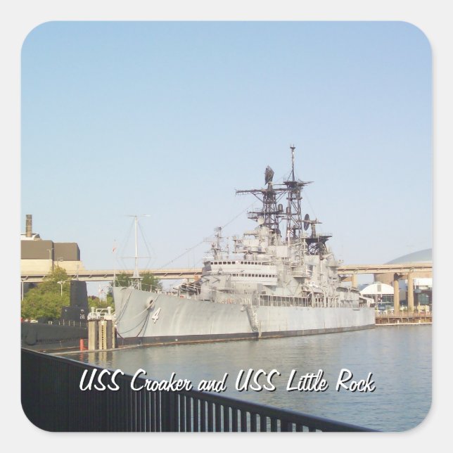 Pegatina Cuadrada USS Croaker y USS Little Rock (Anverso)